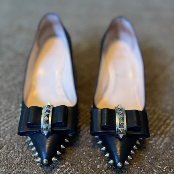 Christian Louboutin ballet spiked flat kitten heal black 39 - Picture 2 of 9